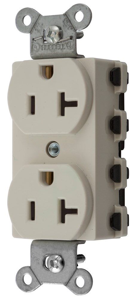 Straight Blade Devices, Receptacles, Duplex, SNAPConnect, 20A 125V, 2-Pole 3-Wire Grounding, 5-20R, Nylon, Light Almond, USA