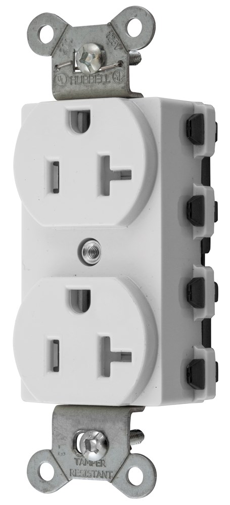 Product image for Hubbell SNAP5362WTRA S-CONNECT DUP 20A/125V TR WH