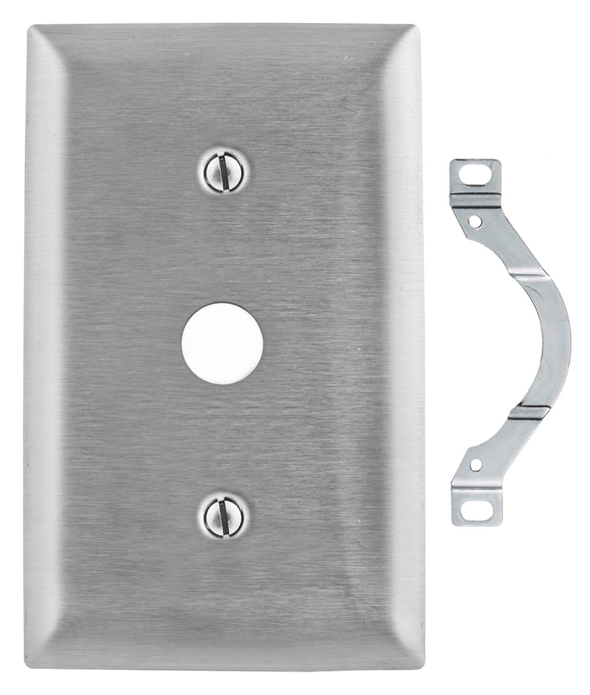 Product image for Hubbell SS12 1-Gang Stainless Steel 1-Telephone Strap Mount Wallplate