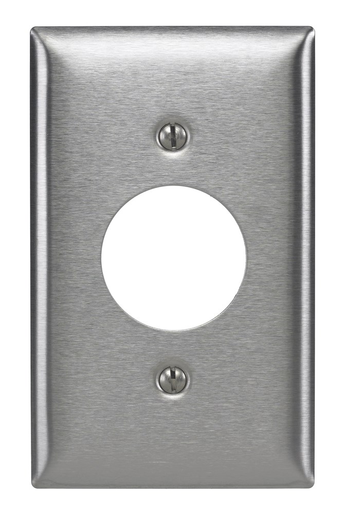 Product image for Hubbell SS7L 1-Gang Stainless Steel 1-Single Receptacle Screw Mount Wallplate
