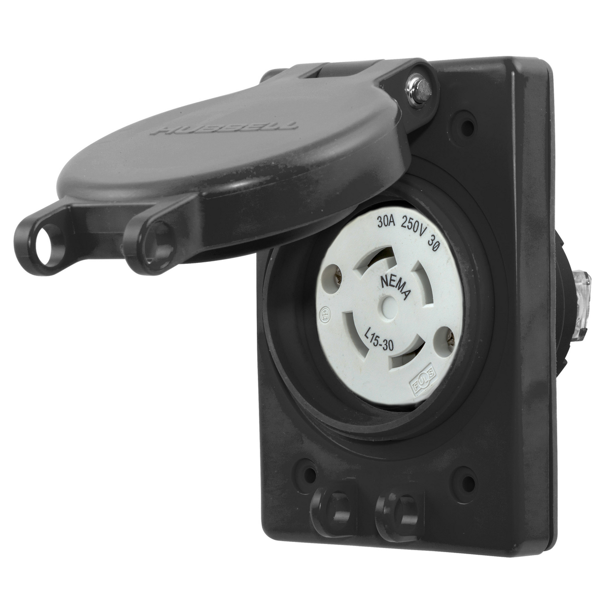 Product image for Hubbell HBL69W75BK WATERTIGHT RECEP ASSY, NEMA L15-30 BK