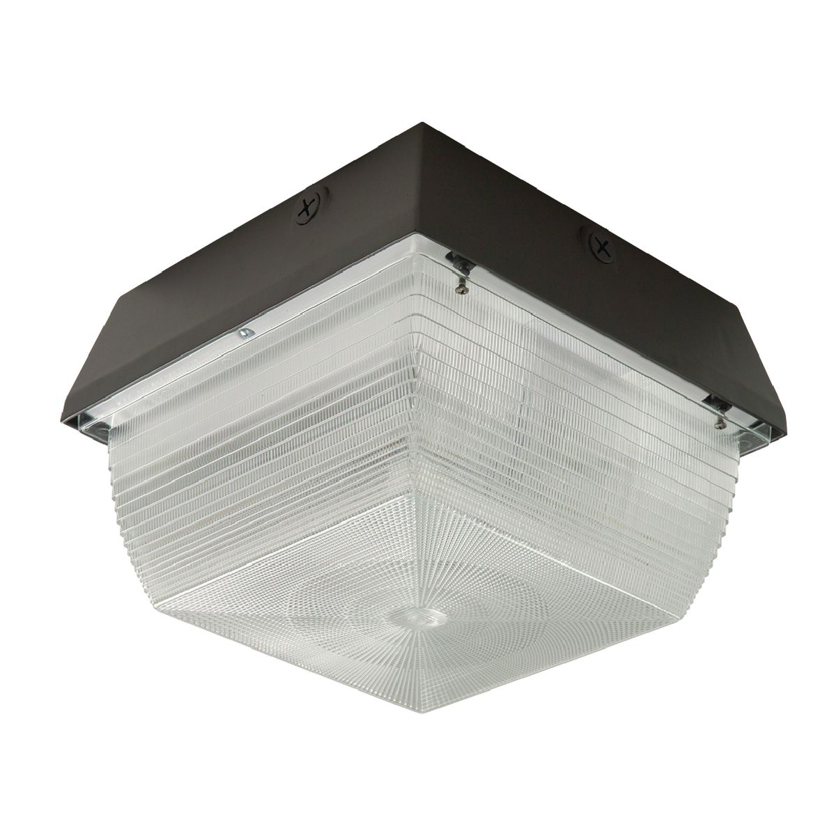 S9-70H, Lamp Type: Pulse Start Metal Halide, Lamp Included: Yes, Lens Type: Vandal resistant prismatic polycarbonate refractor, Mounting Height: 8-15 ft, Wattage: 70 W, Voltage Rating: 120,208,240,277 V, Light Distribution: Symmetric, Color: Bronze.