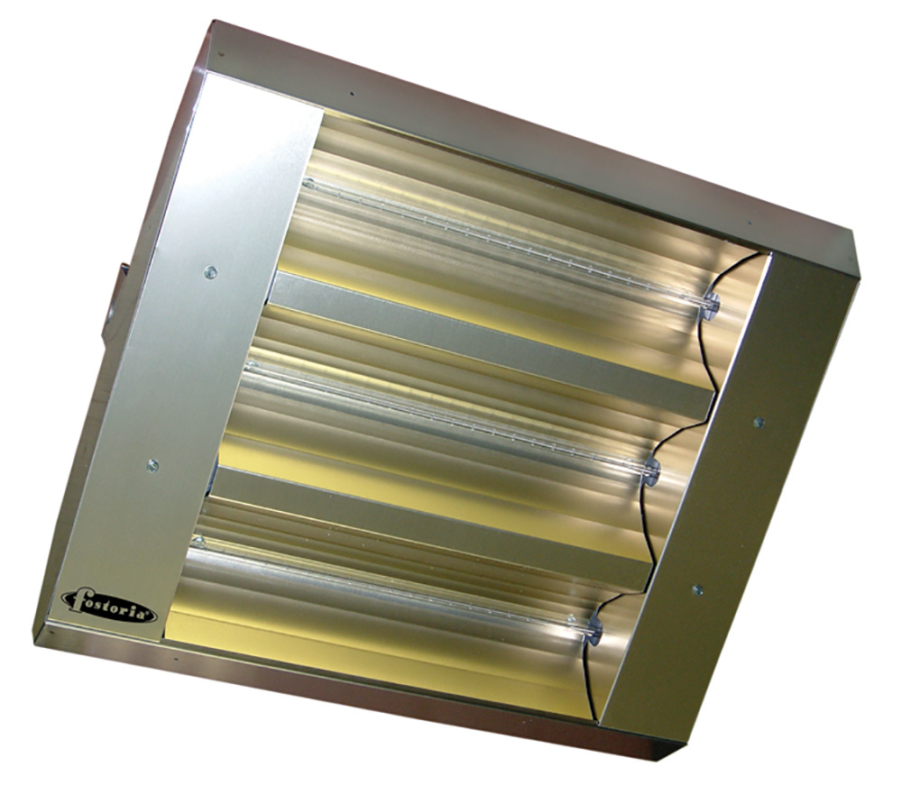 Electric Infrared Heater, Fostoria, 4.8 KW, 277 V, Dimensions- 24 Length X 21-1/2 Width X 10-7/8 Height IN, 1/3 PH, Stainless Steel Housing, Mul-T-Mount, BTU Rating- 16382, THSS Series, 90 Deg Symmetrical