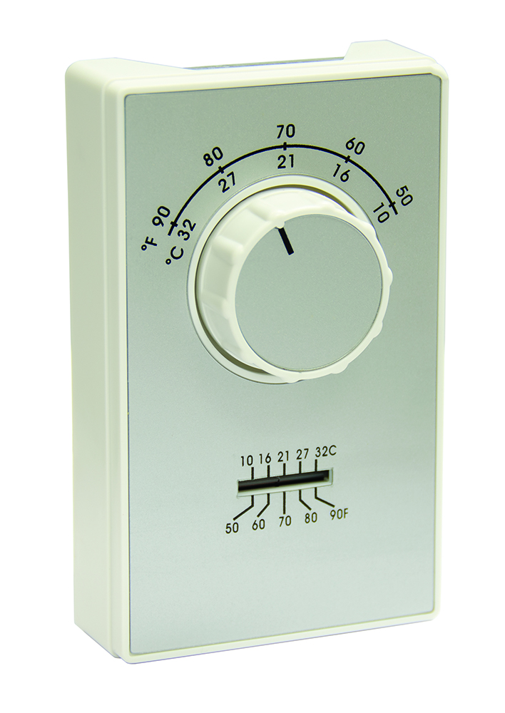 50-90 DEG F SPST Cool Only Thermostat with Thermometer and Terminal Connections