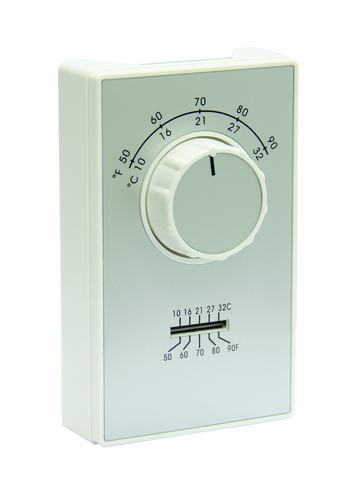 50-90 DEG F 2 Stage Heat and 1 Stage Cool Thermostat with Thermometer and Terminal Connections, ET9 Series