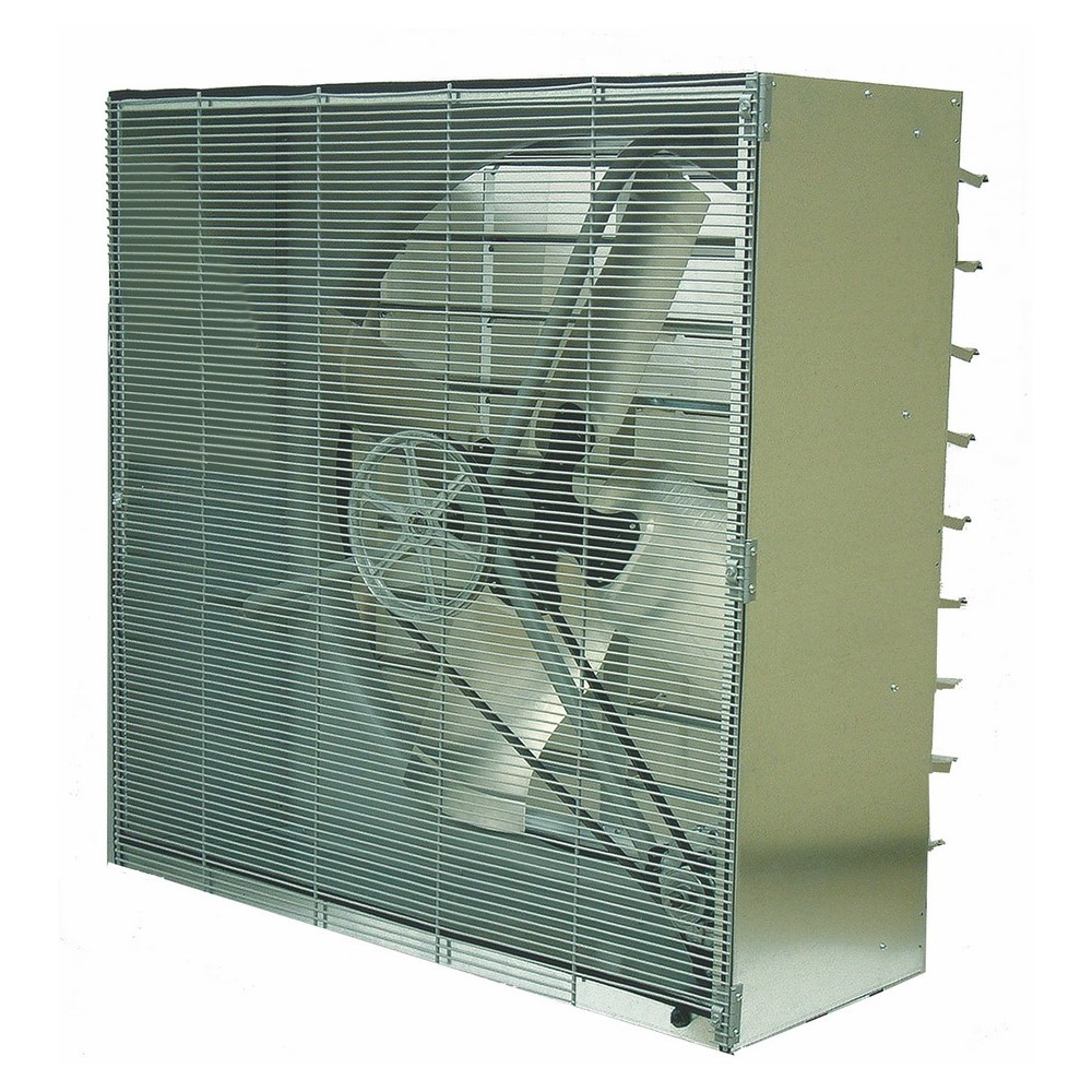24 IN Cabinet Exhaust Fan, Flow Rate- 3270 CFM, 230/460 V, 3 PH, 1.9/0.9 AMP, Fan Speed- 1725 RPM, Mounting-Cabinet, AC Motor, Shaft Diameter- 5/8 IN, Steel Housing Material, Galvanized (Housing)
