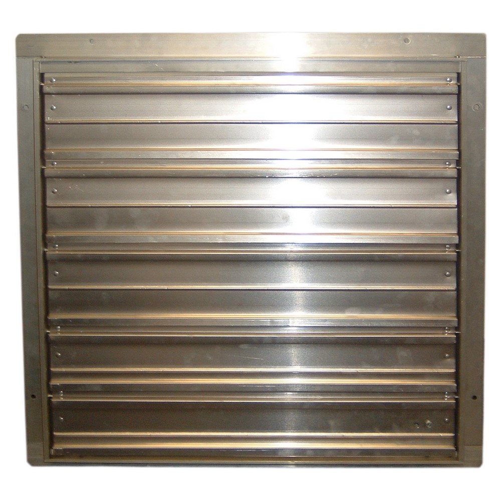 Exhaust Shutter, Width- 27 IN, Length- 27 IN, Thickness- 3 IN, Aluminum. For Use With 24 IN Belt Drive Exhaust Fan