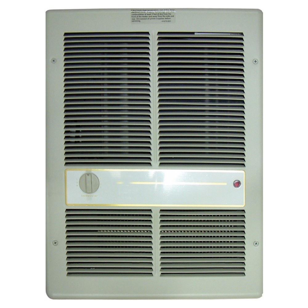 Fan Forced Wall Heater, Maximum Operating Temperature- 90 (Thermostat) DEG F 1 PH, 1000 WTT, 120 V, Wall Mounting, Steel Housing Material, Dimensions- 14-3/16 Width X 19-15/16 Height X 4 Depth IN, BTU Rating- 3413, 8.3 AMP, Double Pole Thermostat, White