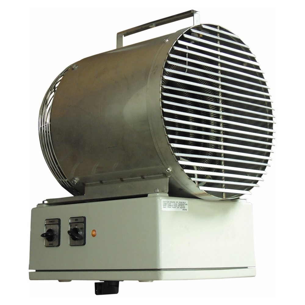 Washdown Fan Forced Wall Heater, 3 PH, 10 KW, 208 V, Panel Mounting, Dimensions- 14 Width X 21.75 Height X 19 Depth IN, 304 Stainless Steel Housing, BTU Rating- 34130, 27.7 AMP, Air Flow- 700 CFM
