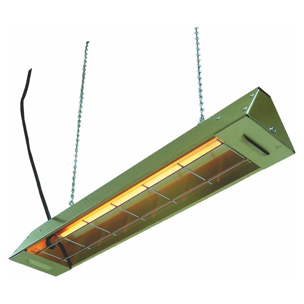 Electric Utility Infrared Heater, 550 WTT, 120 V, 5 AMP, 1 PH, Chain Mounting, Dimensions- 22 Length X 5 Width X 3 Height IN, BTU Rating- 1877, FFH Series, Gold Anodized Finish