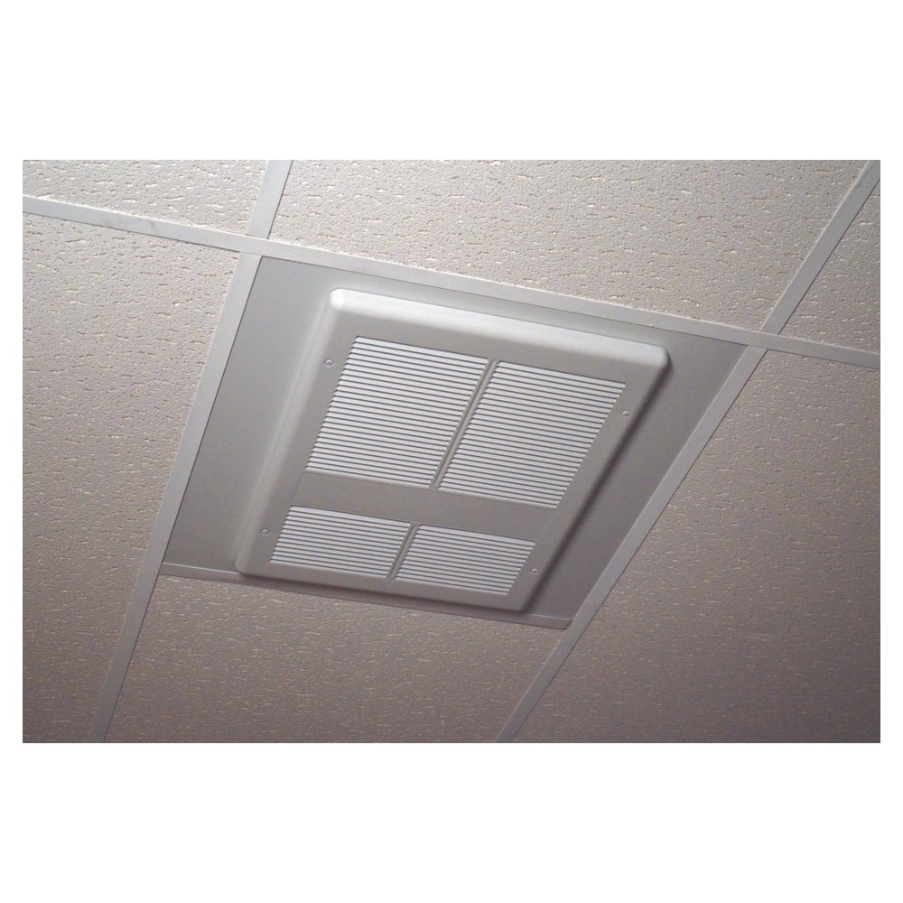 Fan Forced Ceiling Heater, 1 PH, 2/1.5 KW, 240/208 V, Ceiling Mounting, Steel Housing Material, Dimensions- 14-3/16 Width X 19-5/16 Height X 4 Depth IN, BTU Rating- 6826/5120, 8.3/7.2 AMP, Air Flow- 175 CFM