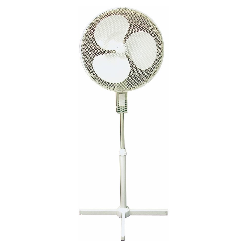 16 IN Workstation Oscillating Office Fan, Flow Rate- 2100 CFM, 0.5 AMP, Stand Mounting, Plastic Housing, White Powder Coated (Wire Mesh Guard) Finish, Plastic Blade