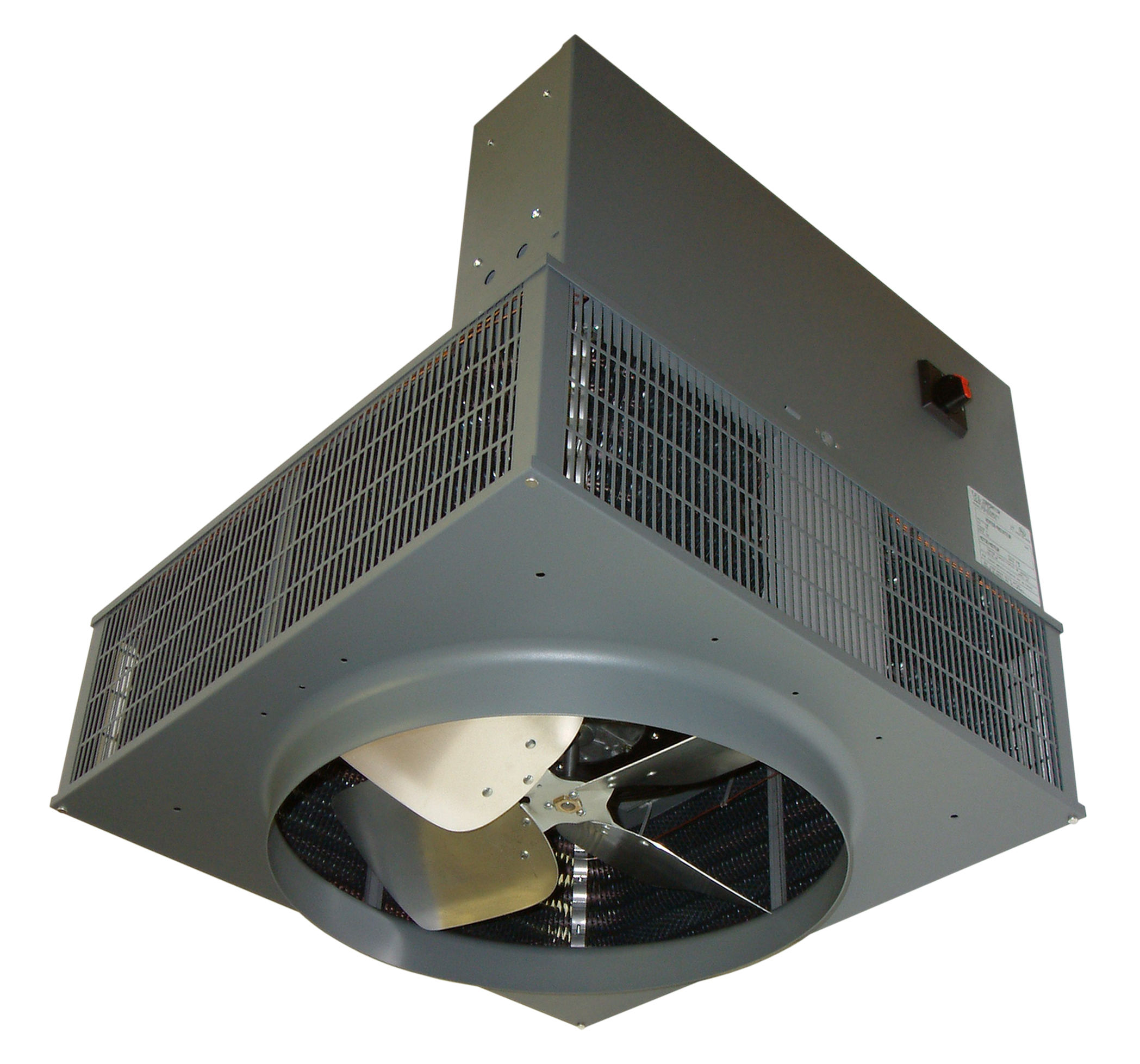 Downflow Unit Heater, 3 PH, 7.5 KW, 480 V, Bracket Mounting, Steel Housing Material, Dimensions- 20-1/2 Width X 15 Height X 20-1/2 Depth IN, BTU Rating- 25598, 93 AMP, Epoxy Powder Coated Finish