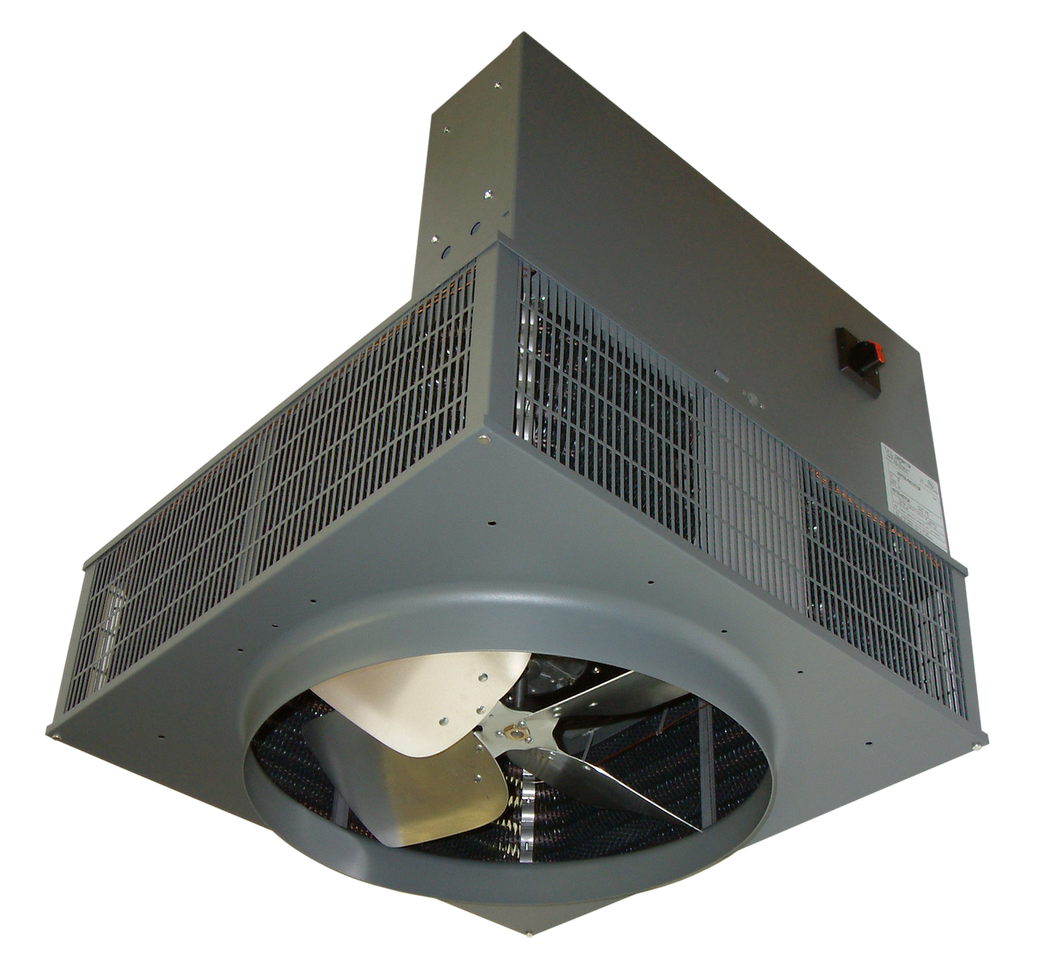 Downflow Unit Heater, 3 PH, 10KW, 480 V, Bracket Mounting, Steel Housing Material, Dimensions- 20-1/2 Width X 15 Height X 20-1/2 Depth IN, BTU Rating- 34130, 124 AMP, Epoxy Powder Coated Finish