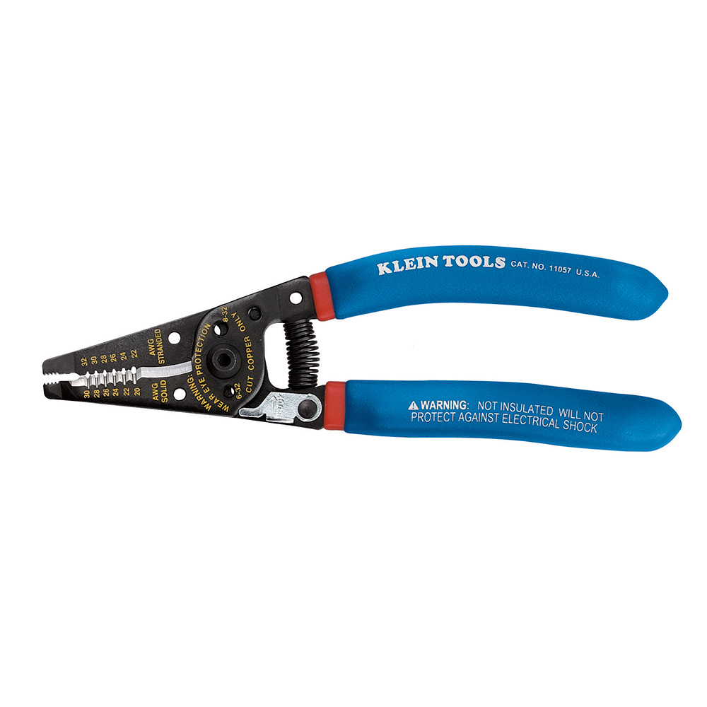Klein-Kurve® Wire Stripper and Cutter, Cuts, strips and loops 20-30 AWG Solid and 22-32 AWG Stranded wire and cleanly shears 6-32 and 8-32 screws