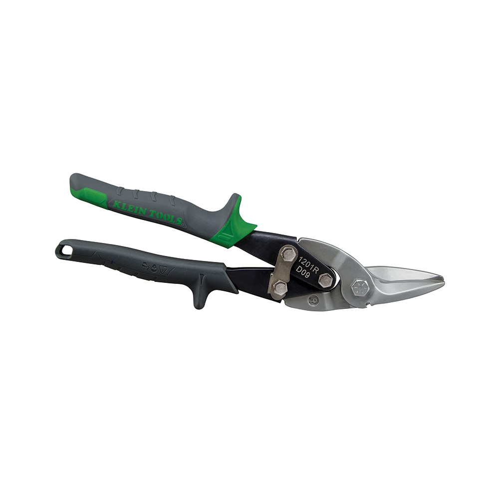 Aviation Snips with Wire Cutter, Right, Serrated blades of forged steel for superior strength and durability