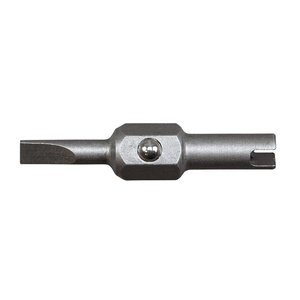Replacement Bits, 1/8-Inch Slotted and Schrader®, Double-sided replacement bit with Schrader and 1/8-Inch slotted tips