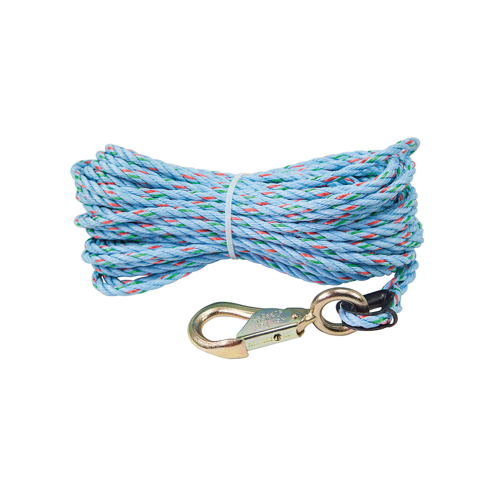 Polypropylene Hand-Line with Snap Hook, Made of 5/16-Inch (8 mm) three-strand polypropylene rope spliced to eye of snap hook