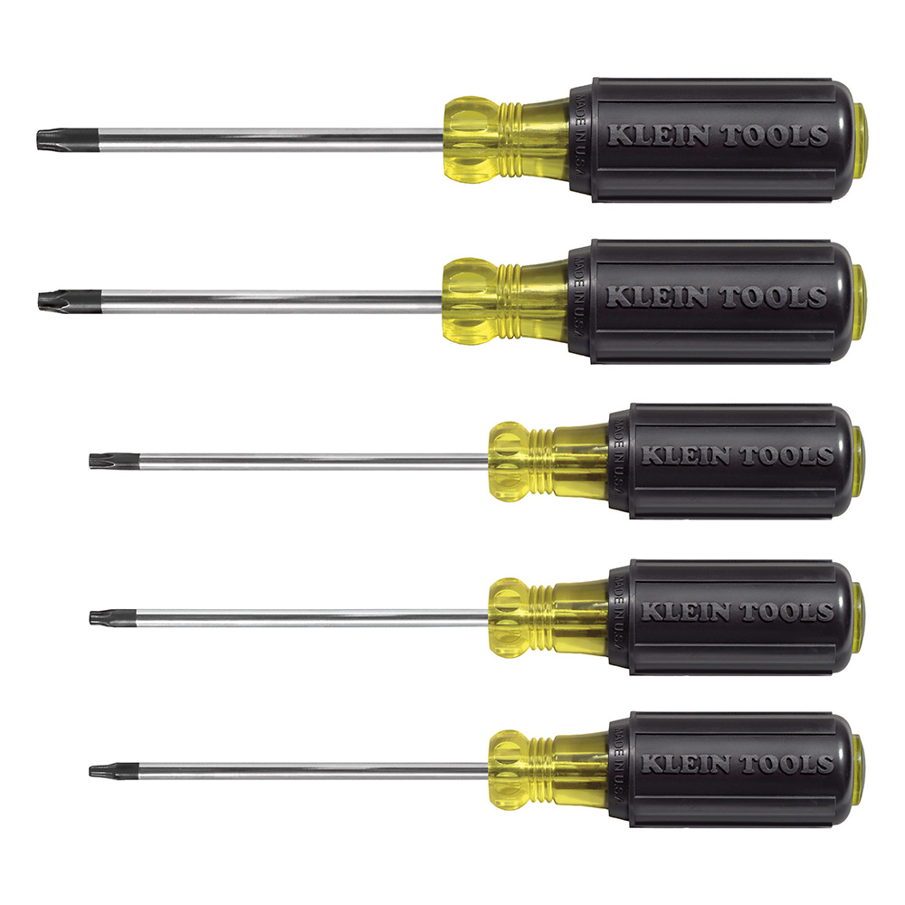 Screwdriver Set, TORX Cushion Grip, 5-Piece, TORX® tip screwdrivers cut slippage, save fasteners, and transmit more torque to the work