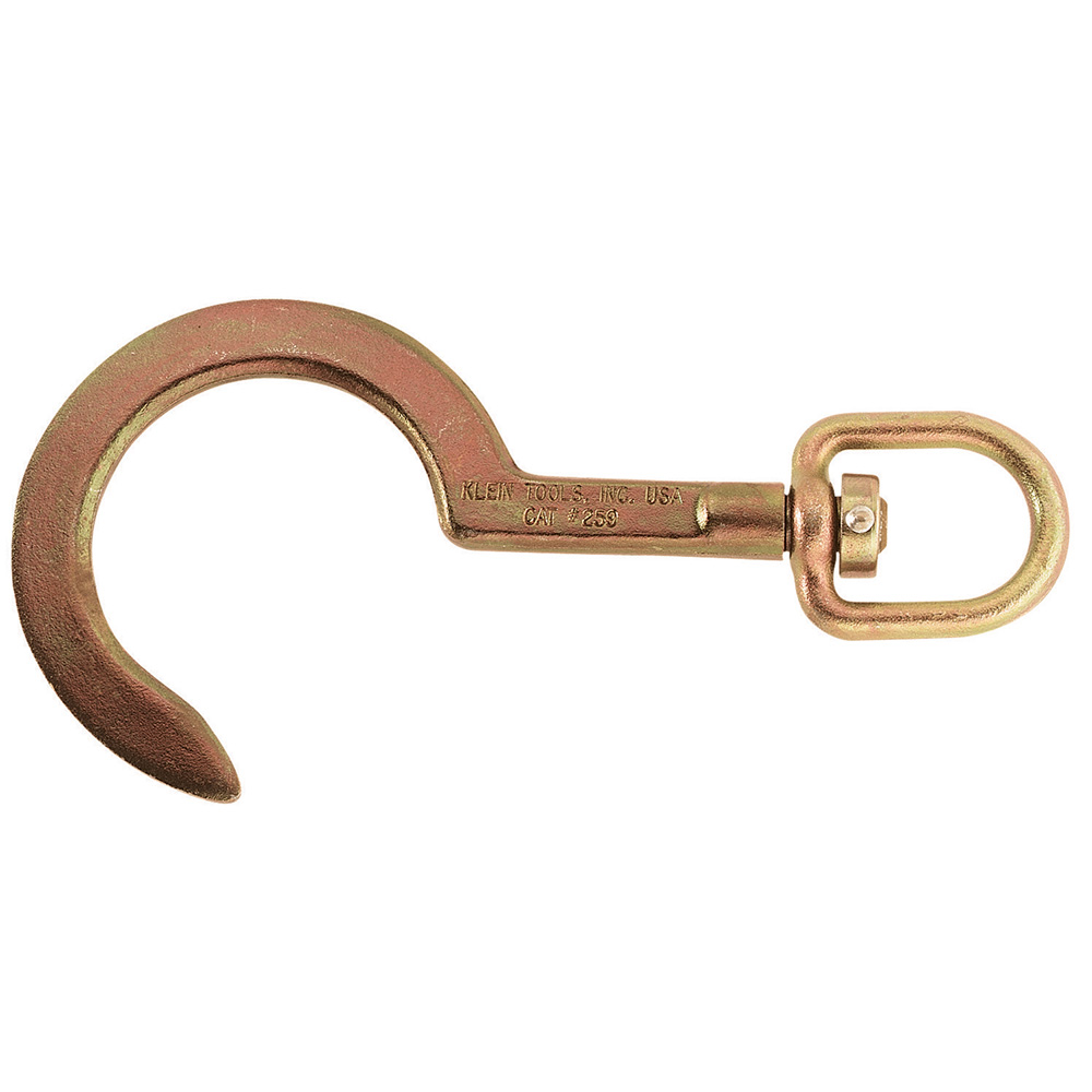 Swivel Anchor Hook, Swivel clevis on this forged hook will engage with snap on Klein block and tackle Cat. Nos. 1802-30 and H1802-30