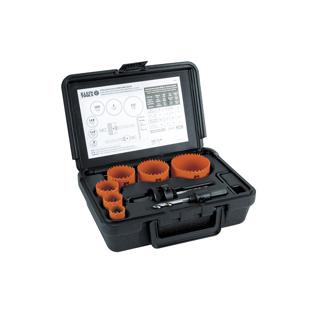 Bi-Metal Hole Saw Kit, 8-Piece, Optimized teeth pattern for fast, consistent cutting of steel including stainless