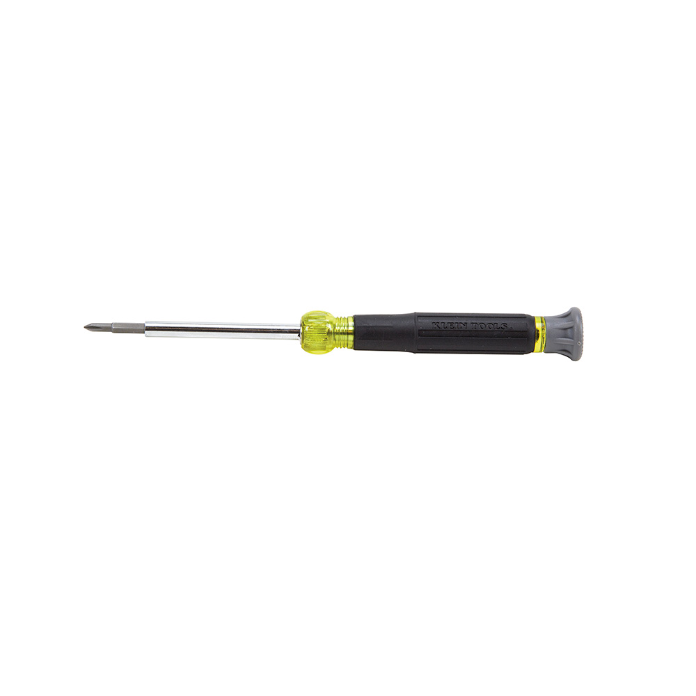 Multi-Bit Electronics Screwdriver, 4-in-1, Phillips, Slotted Bits, Electronics Screwdriver with four different non-magnetic tips in one tool, includes #0 and #00 Phillips plus 1/8-Inch (3.2 mm) and 3/32-Inch (2.4 mm) Slotted tips