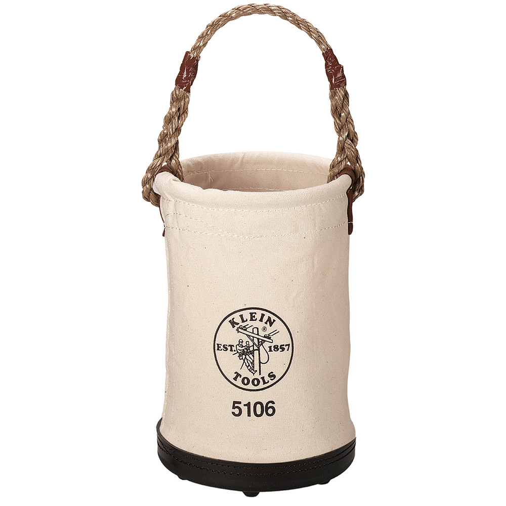 Straight Wall Bucket with Swivel Snap Hook, The bucket features a bronze swivel snap hook (Cat. No. 2012) for use on hoisting canvas buckets