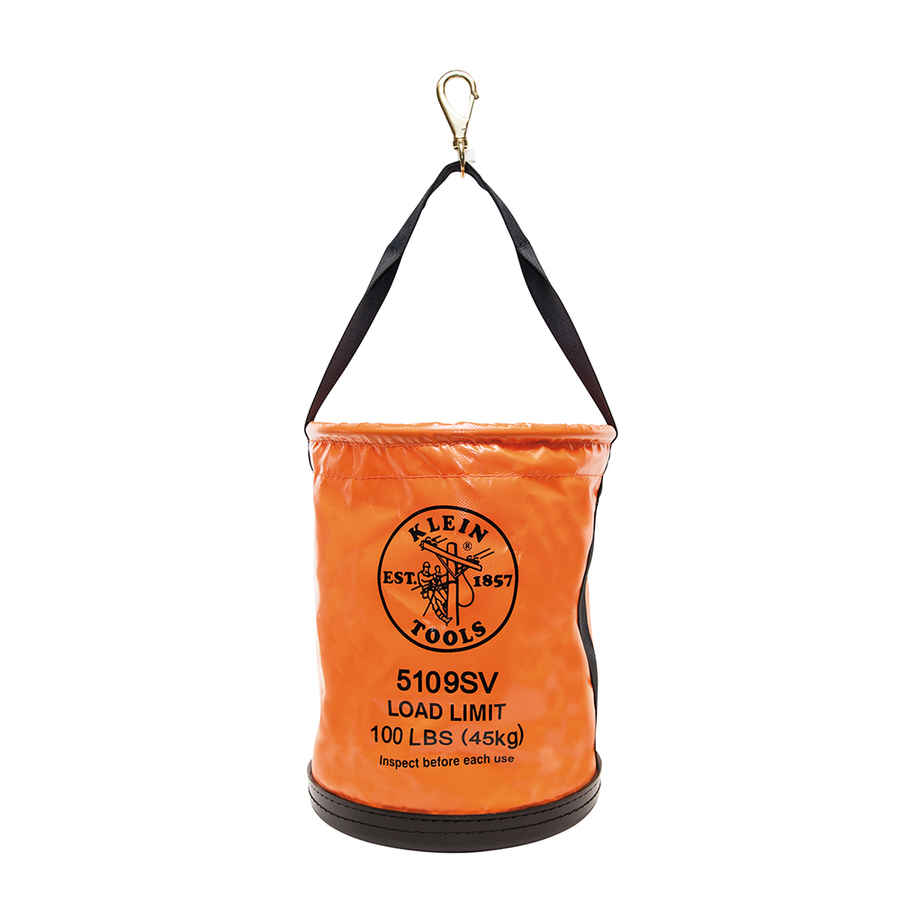 Utility Bucket, Vinyl Tool Bucket with Swivel Snap, 12-Inch, Bright orange color gives this utility bucket easy visibility