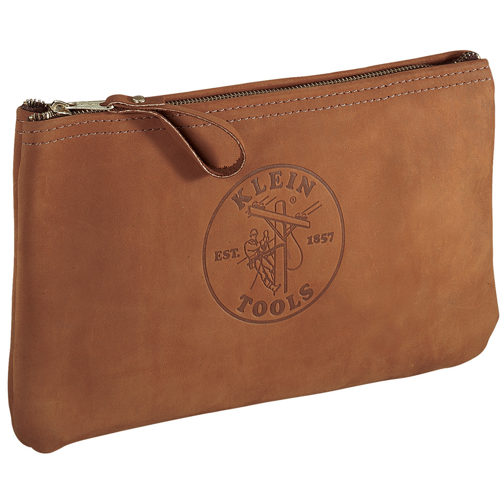 Zipper Bag, Top-Grain Leather Tool Pouch, 12-1/2-Inch, Brushed cowhide leather construction on this tool pouch provides needed durability