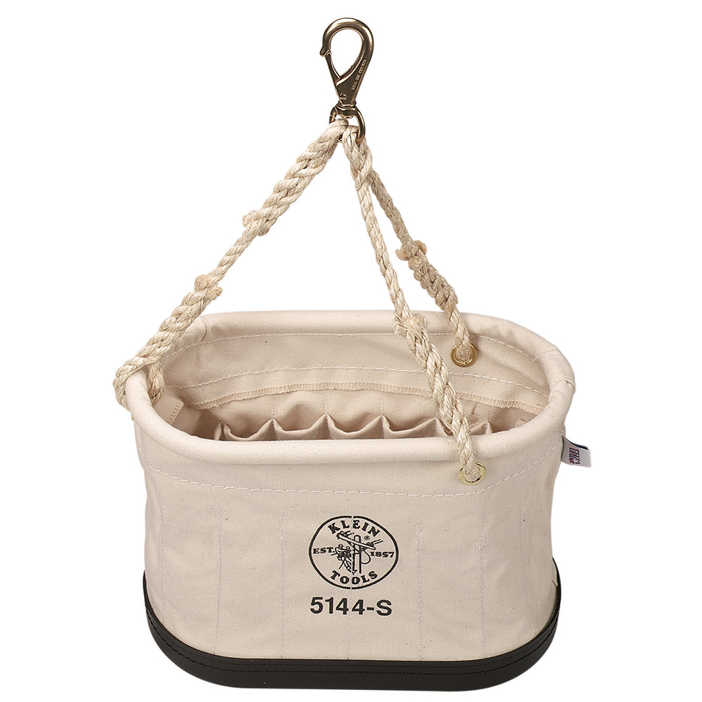 Canvas Bucket, 15-Pocket Oval Bucket with Swivel Snap, Durable Oval Bucket constructed of No. 6 canvas