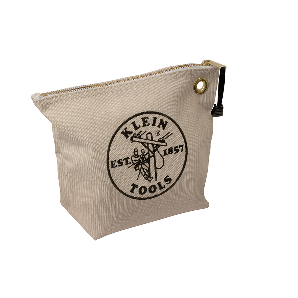 Zipper Bag, Canvas Tool Pouch, 10-Inch, Natural, Brass grommet on tool pouch easily attaches to tool belt or clip