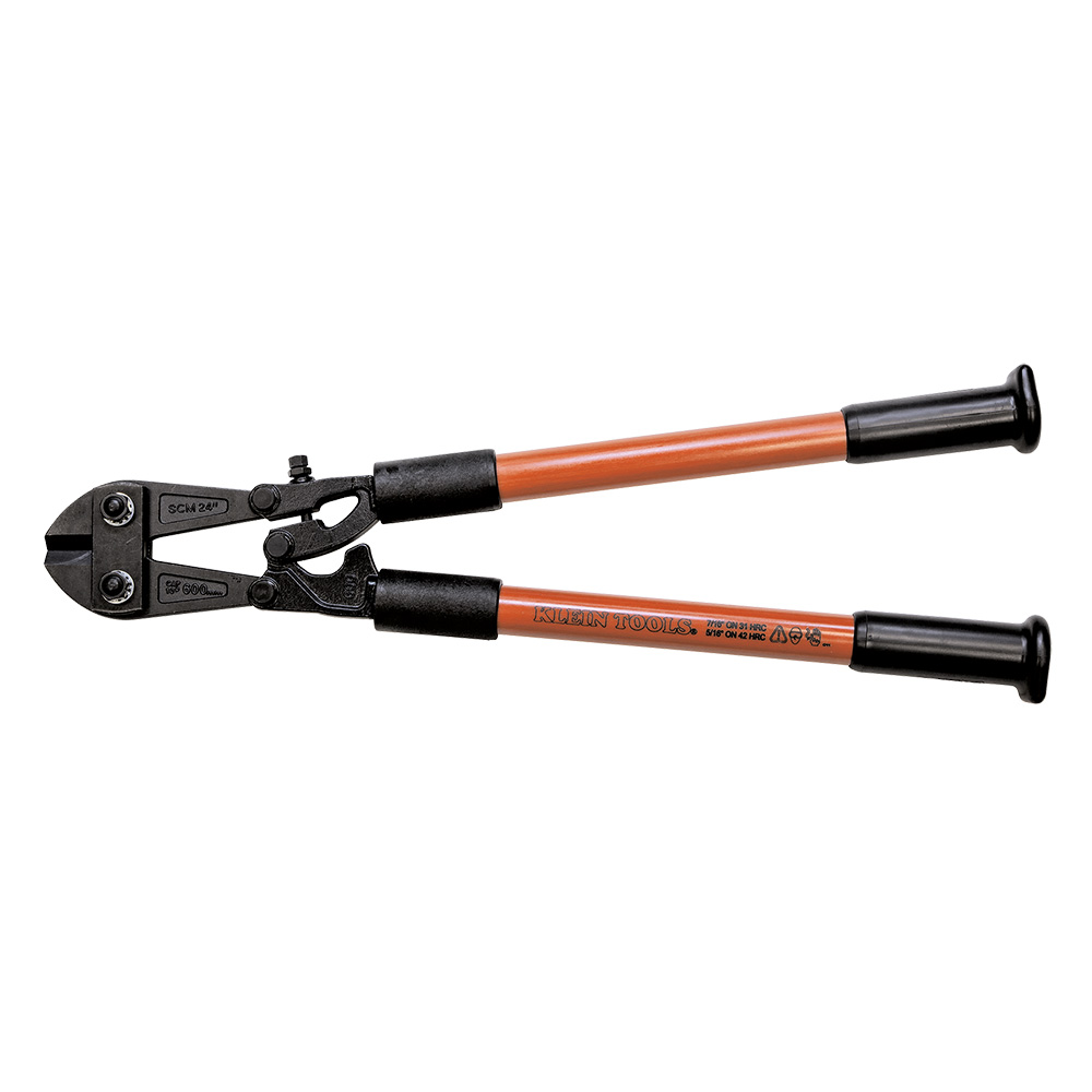 Fiberglass Handle Bolt Cutter, 24-1/2-Inch, Handles have heavy vinyl grips with flat grips ends for 90-degree cuts