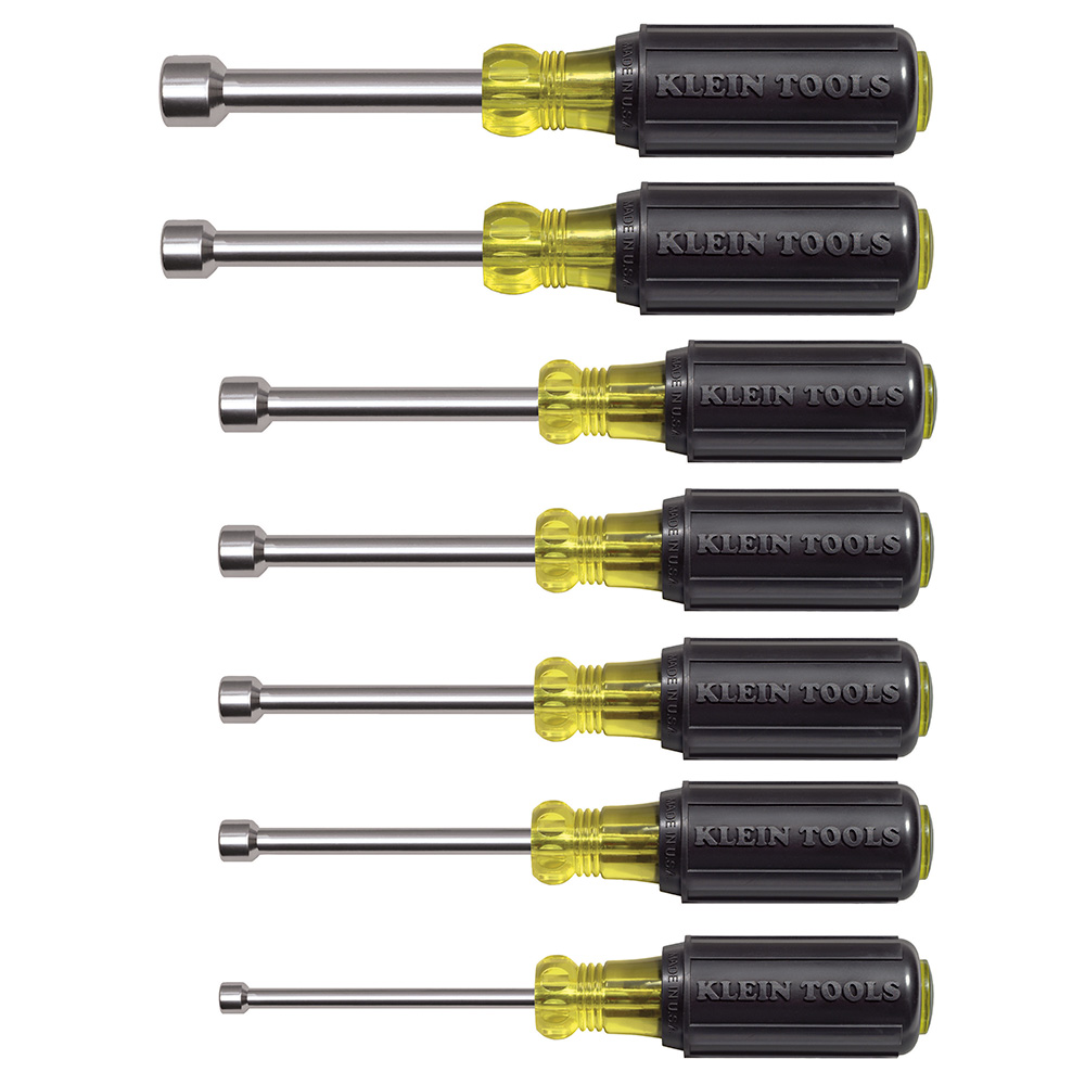 Nut Driver Set, Magnetic Nut Drivers, 3-Inch Shaft, 7-Piece, Nut Drivers' full hollow shaft designed with Rare-Earth magnetic tips facilitate work on long bolt applications