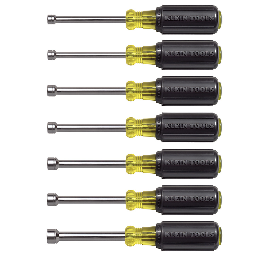 Nut Driver Set, Metric Nut Drivers, 3-Inch Shafts, 7-Piece, Nut Drivers are standard length for most applications and fit over long bolts and studs