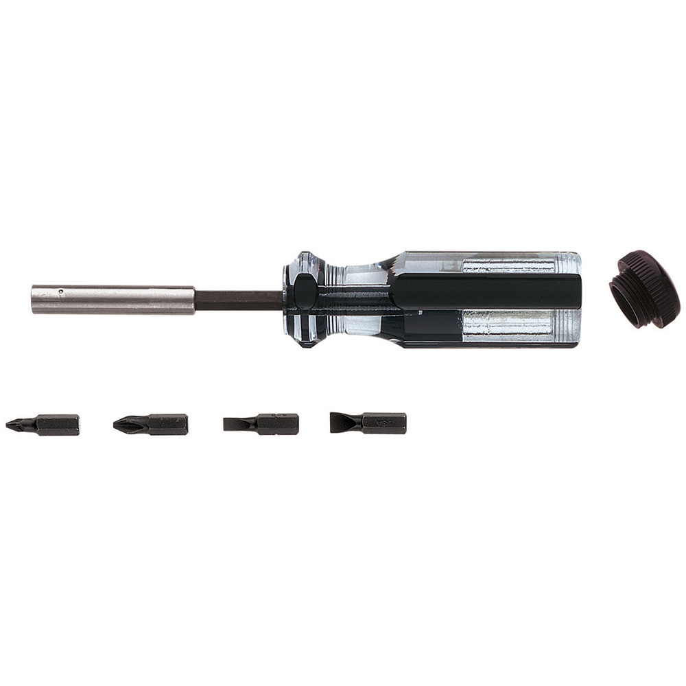 Multi-Bit Magnetic Screwdriver, Ph, Sl Bits, 5-Piece, Screwdriver has a powerful magnet built into its shank to hold interchangeable bits and also screws