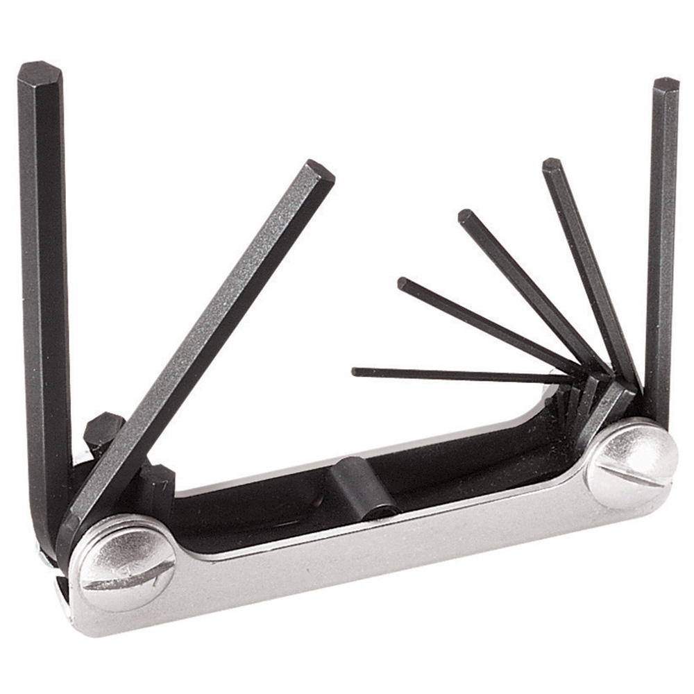 Folding Hex Key Set, 7-Key, Metric Sizes, Folding Hex Keys with two key positions (straight-out or right angle) for extra leverage