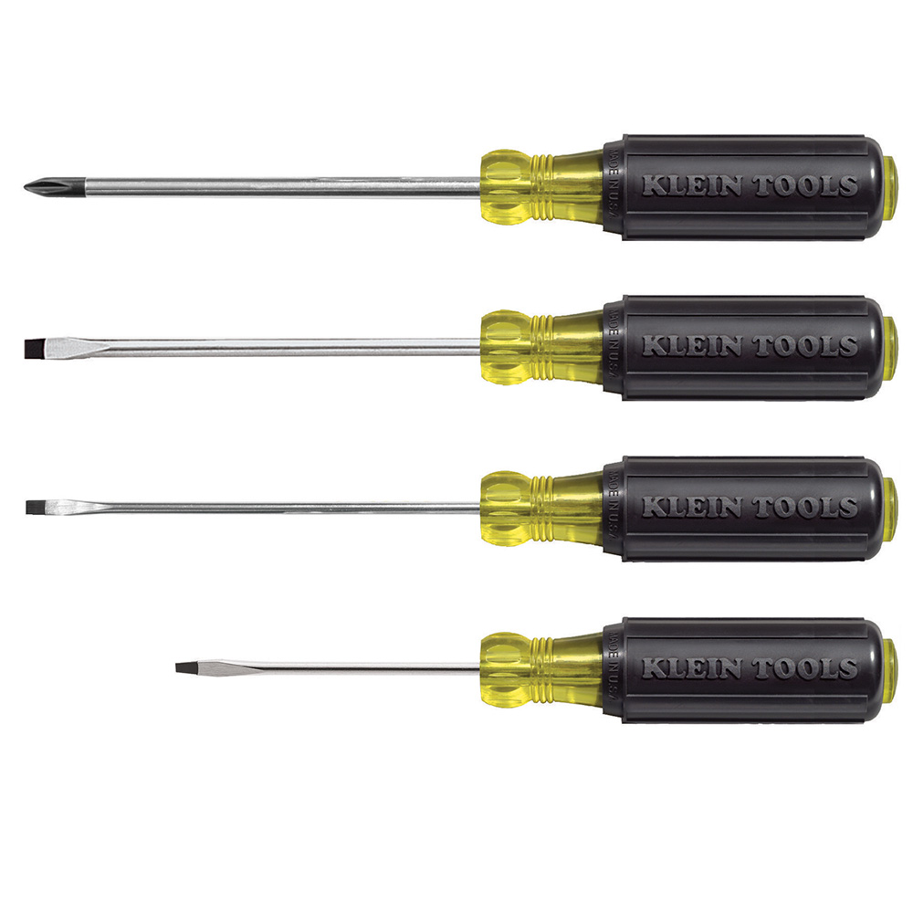 Screwdriver Set, Mini Slotted and Phillips, 4-Piece, Screwdriver Set includes one Phillips-tip, one keystone-tip and two cabinet-tip screwdrivers