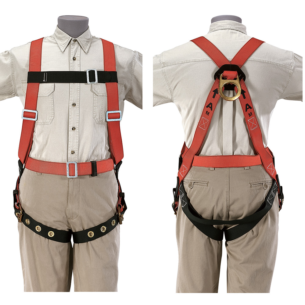Lightweight Fall-Arrest Harness, X-Large, Designed to arrest free falls and distribute impact forces over thighs, pelvis, chest and shoulders as required by OSHA