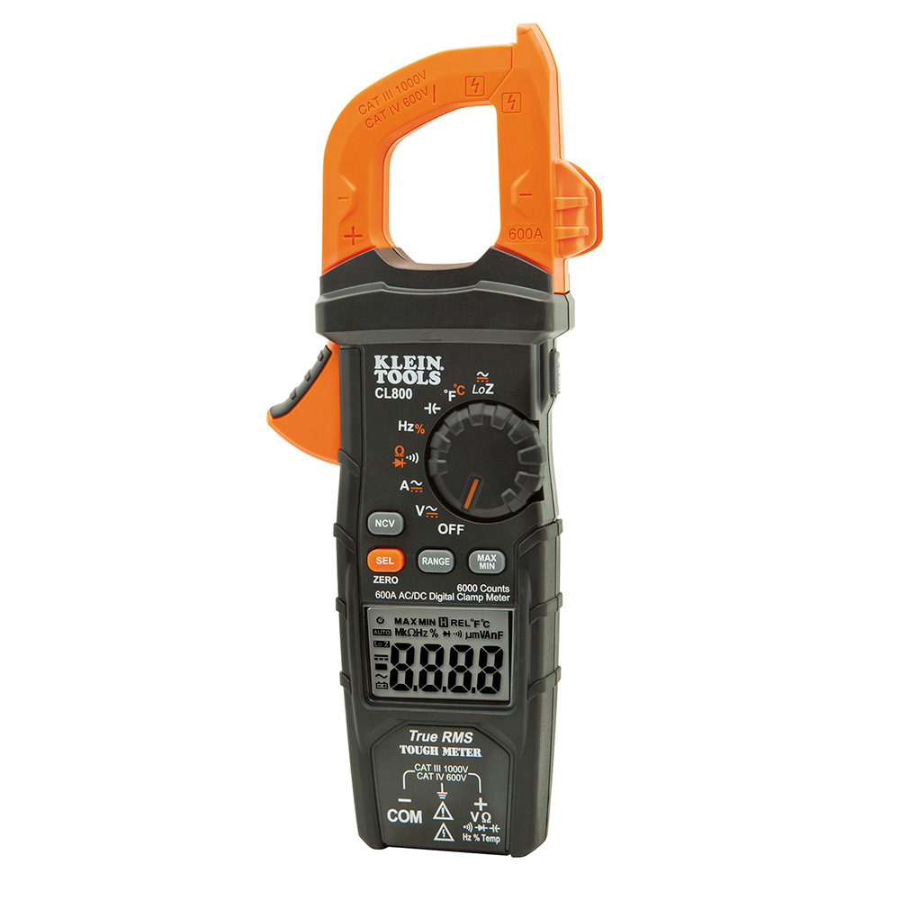 Digital Clamp Meter, AC Auto-Range TRMS, Low Impedance (LoZ), Auto Off, Clamp Meter with automatically ranging true mean squared (TRMS) technology for increased accuracy