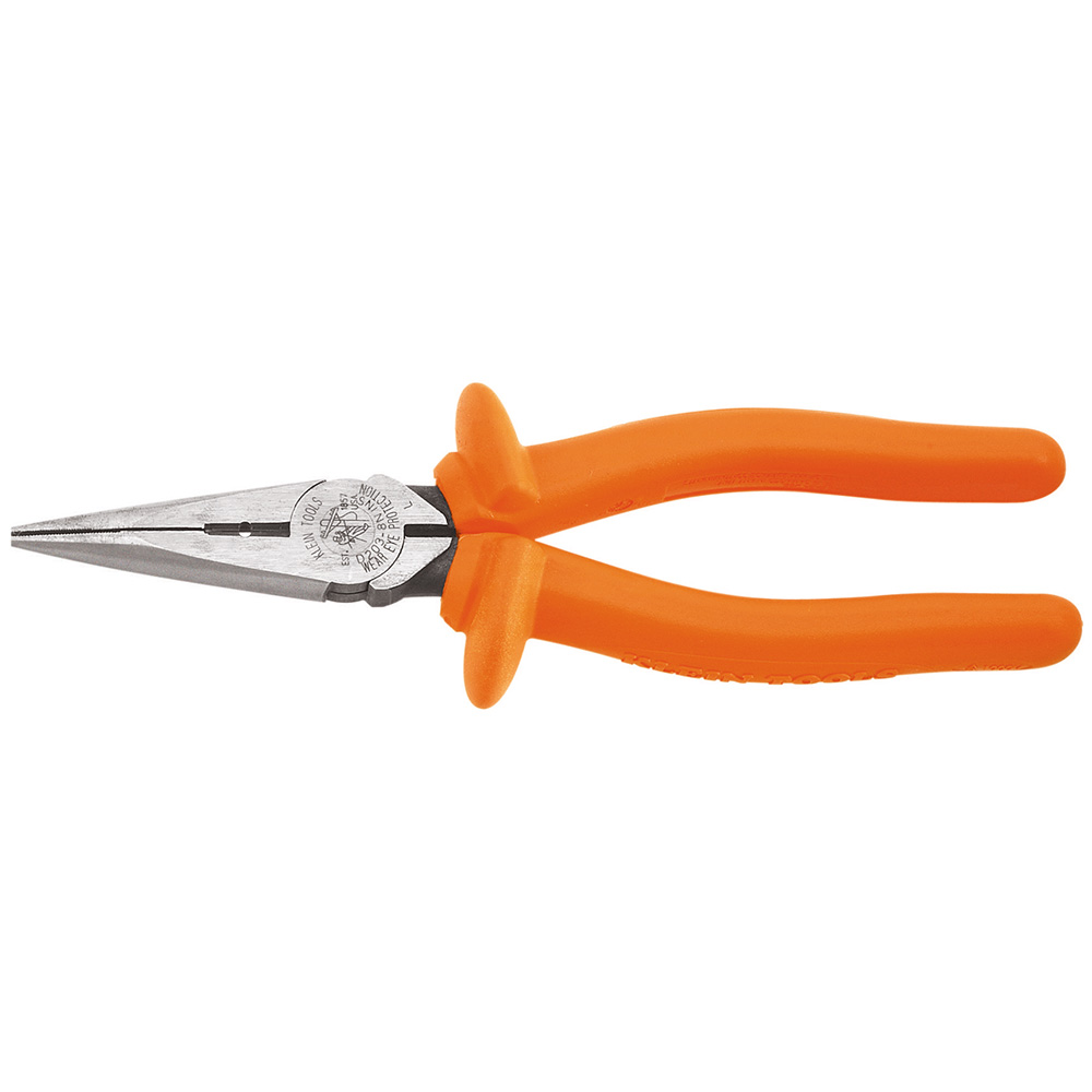 Insulated Long Nose Pliers, Side-Cutting/Stripping, Pliers have two layers of insulation to provide protection against electric shock