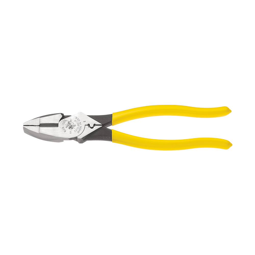 Lineman's Crimping Pliers, 9-Inch, Pliers with crimping die behind hinge for superior leverage crimping of non-insulated connectors, lugs and terminals
