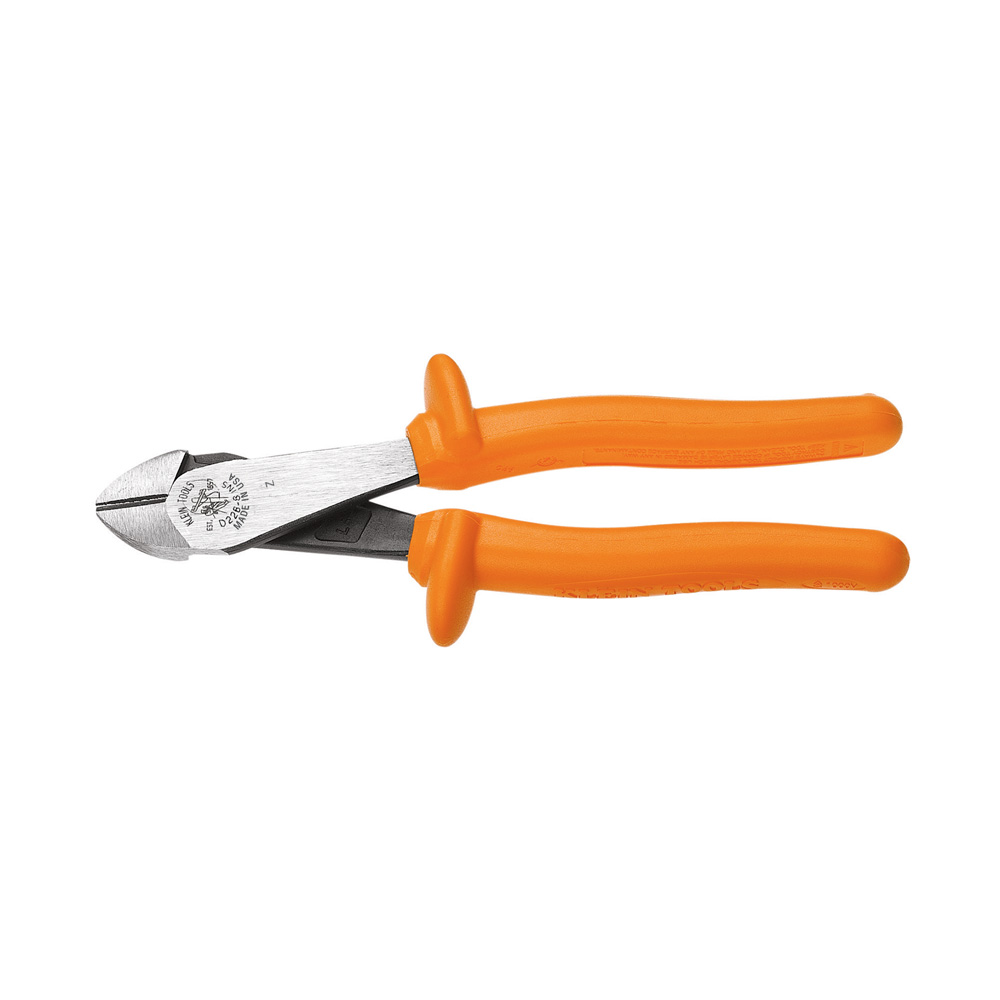Diagonal Cutting Pliers, Insulated, High Leverage, 8-Inch, Klein Tools Pliers are individually tested to exceed the IEC 60900 and ASTM F1505 standards, for insulated tools, and clearly marked with the official 1000-volt rating symbol