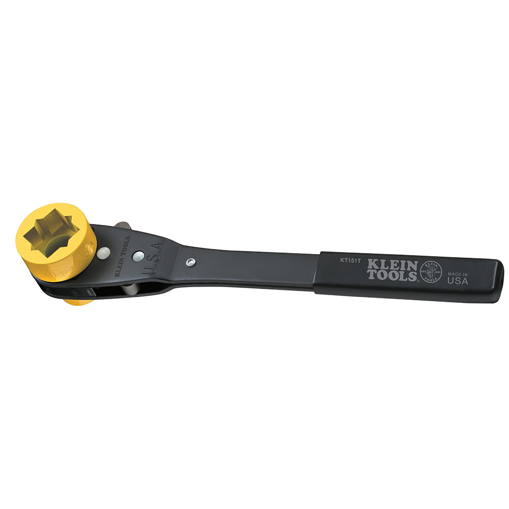 4-in-1 Lineman's Ratcheting Wrench, Ratcheting wrench features four sizes in one tool (4-in-1)