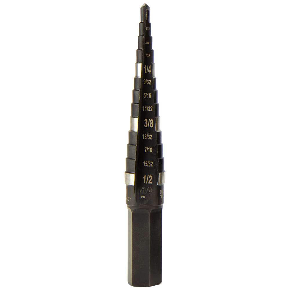 Step Drill Bit Double-Fluted #1, 1/8 to 1/2-Inch, Two flutes on this Step Drill Bit cut faster and keep bit cooler