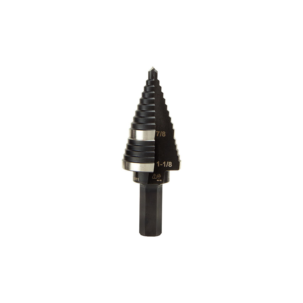 Step Drill Bit #11 Double-Fluted 7/8 to 1-1/8-Inch, Two flutes on this Step Drill Bit cut faster and keep bit cooler