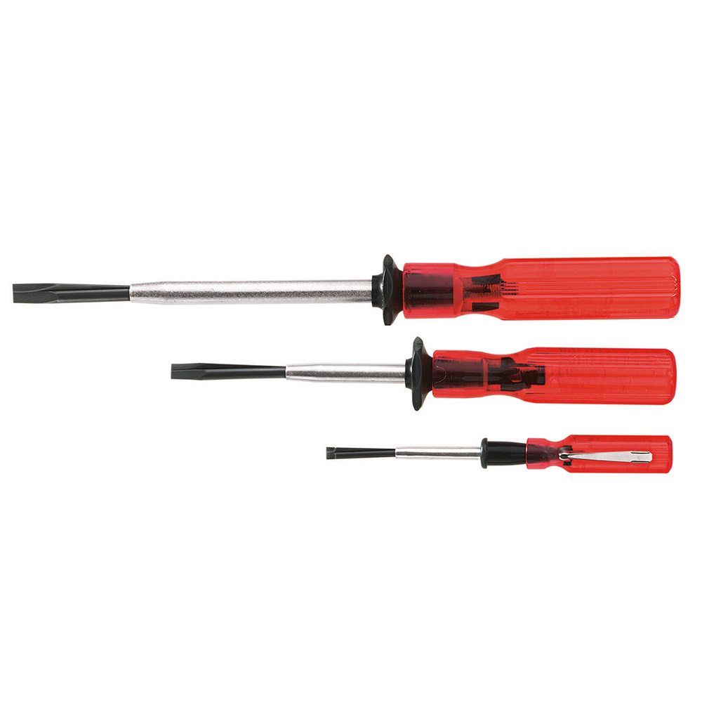 Screwdriver Set, Slotted Screw Holding, 3-Piece, Screwdrivers have positive gripping action that holds, starts and drives slotted screws in awkward, hard-to-reach places
