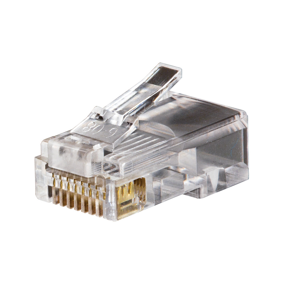 Modular Data Plugs RJ45 CAT5e, 50-Pack, Telephone Connectors with thick 50 micro-inch gold plating on contacts to prevent erosion and extend connector life