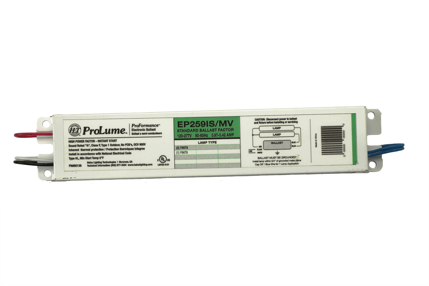 F96 T8 2 LAMP ELEC MULTI VOLT IS