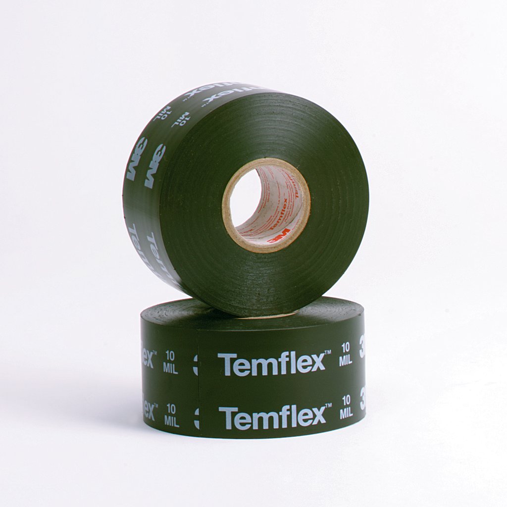 3M™ Temflex™ Tape 1100 is a general use, 10 mil thick, printed tape with corrosion protection. This tape is designed to help protect conduits, pipes and metallic cable jackets. The tape resists abrasion, punctures and electrolytic actions that are buried above or below the ground. It withstands a wide temperature range of 10 to 120 °F ( 12 to 49 °C).