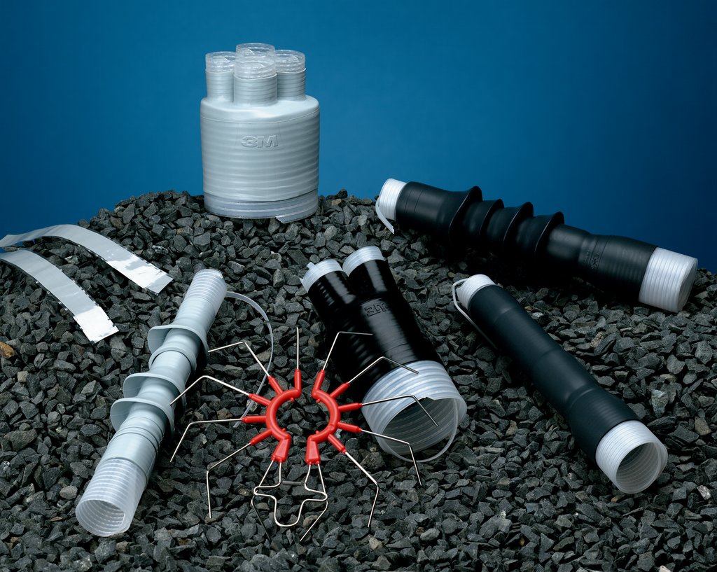 3M™ Cold Shrink QT-III Silicone Rubber Termination Kit 7620-T and 7690-T Series contains one-piece, non-skirted, silicone rubber terminations, meets IEEE Standard 48 Class 1 for indoor and weather-protected applications. The kits are designed for terminating solid dielectric shielded power cable rated 5–35 kV, with tape shield, wire shield and UniShield® constructions.